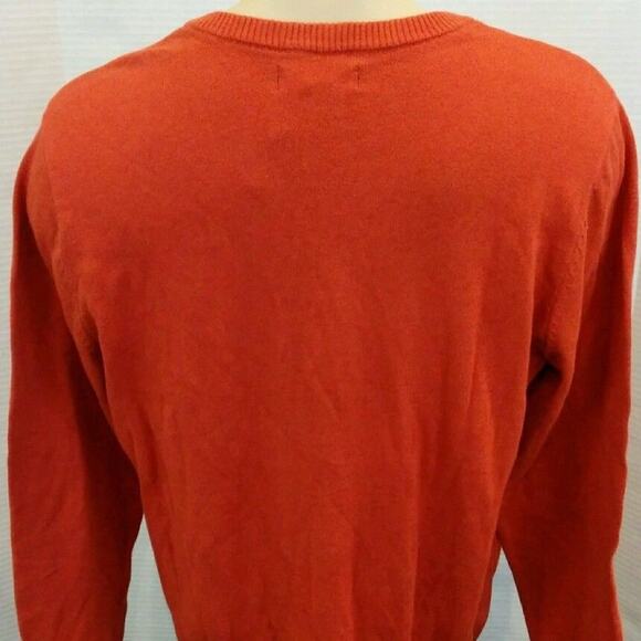 John Ashford Knit Sweater Ribbed VNeck M Orange Casual Pullover Long Sleeves‎ - Picture 4 of 7